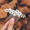 Casdre Pearl Bride Wedding Hair Comb Silver Bridal Side Comb Hair Piece Wedding Hair Accessories for Women and Girls view 3