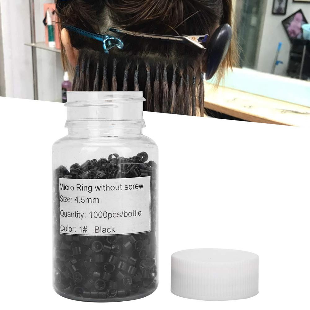 1000pcs Aluminum Micro Links Rings Beads Screw Rings Hair Extension Tool for Hair Extensions Without Trace (black)