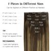 HOTBANANA Human Hair Clip in Hair Extensions, Balayage Chocolate Brown Mixed Caramel Blonde 120g Clip in Hair Extensions Real Human Hair Straight Remy Hair Clip Ins Dark Roots Ombre 22 Inch 7pcs view 3