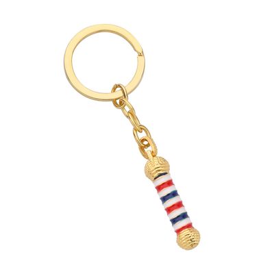 WSNANG Barber Shop Sign Keychain/Necklace Barber Turn Light Pendant Jewelry Hair Stylist Gift Hair Barber Gift(Golden KC)