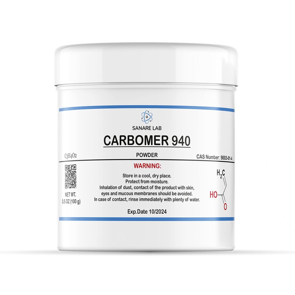 Carbomer 940 100g (3.5 oz) Carbopol Cosmetic Ingredient - Thickening Agent Formulation Gel Cream Lotion Carbopol Emulsify
