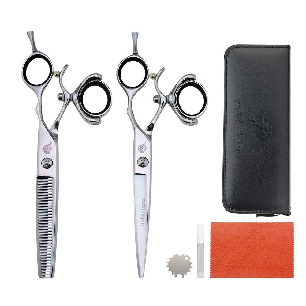 5.5/6" Japanese Hair Scissors Salon Hairdressing Scissors Barber Razor Rotating Thumb Shears Swivel Thumb Scissor Rotary Haircut (5.5 INCH)