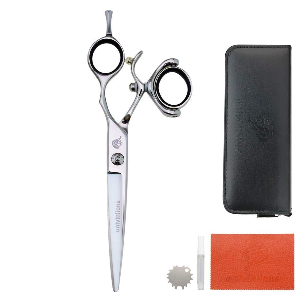 5.5/6" 440C Swivel Hair Scissors Hairdressing Scissors Barber Razor Thinning Rotating Thumb Shears Swivel Handle Scissor Rotary (5.5 INCH CUT)