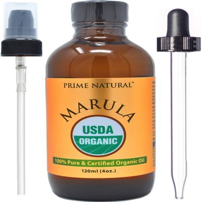 PRIME NATURAL Organic Marula Oil 4oz/120ml - USDA Certified - Cold Pressed, Unrefined, Virgin - 100% Pure, Natural, Vegan, Best for Face, Body, Hair, Nails, Skin Care