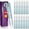 Disposable #10 and #11 Scalpel Blades, Pack of 20 Dermaplaning Blades w. Plastic Handle, Surgical Knife Scalpel, Carbon Steel Dermablade Surgical Blades Individually Wrapped 10x#10, 10x#11 Blade view 1