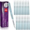 Disposable #15 Scalpel Blades, Sterile Pack of 20 Dermaplaning Blades with Plastic Scalpel Handle, Surgical Knife Scalpel for School Science, High Carbon Steel Dermablade Surgical Blades view 1