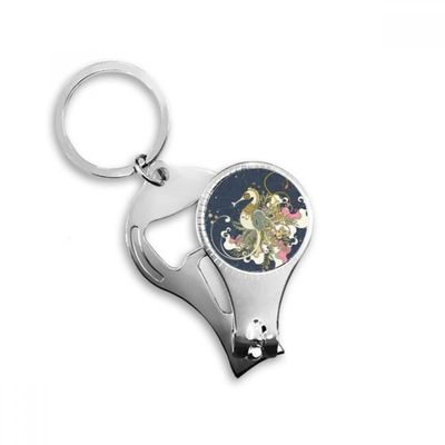 Flower Japan Hippocampus Ukiyo-e Nail Nipper Ring Key Chain Bottle Opener Clipper