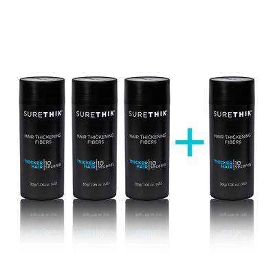 SURETHIK Hair Thickening Fibers (Pack of 4 x 30g Bottle, Dark Brown), For Thicker Looking Hair, Building Hair Fibers to Conceal Thinning Hair for Men & Women