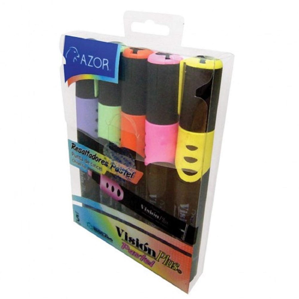 Azor - Vision Plus Highlighter, Pastel Text Highlighter, 5 Colours