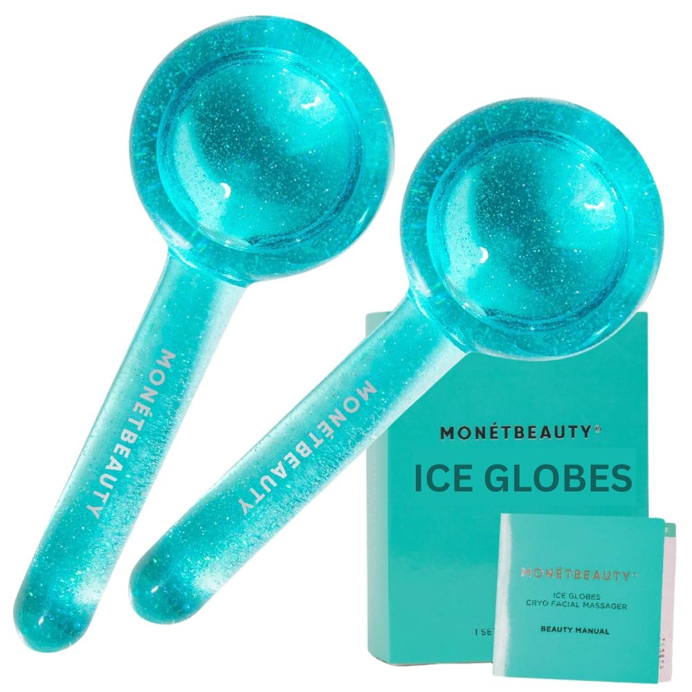 MontBeauty Ice Globes for Face, Freezer Safe and Highly Effective Facial Globes for Daily Beauty Routines, Face Roller to Tighten Skin, Reduce Puffiness, Enhance Circulation and Complexion (Blue)