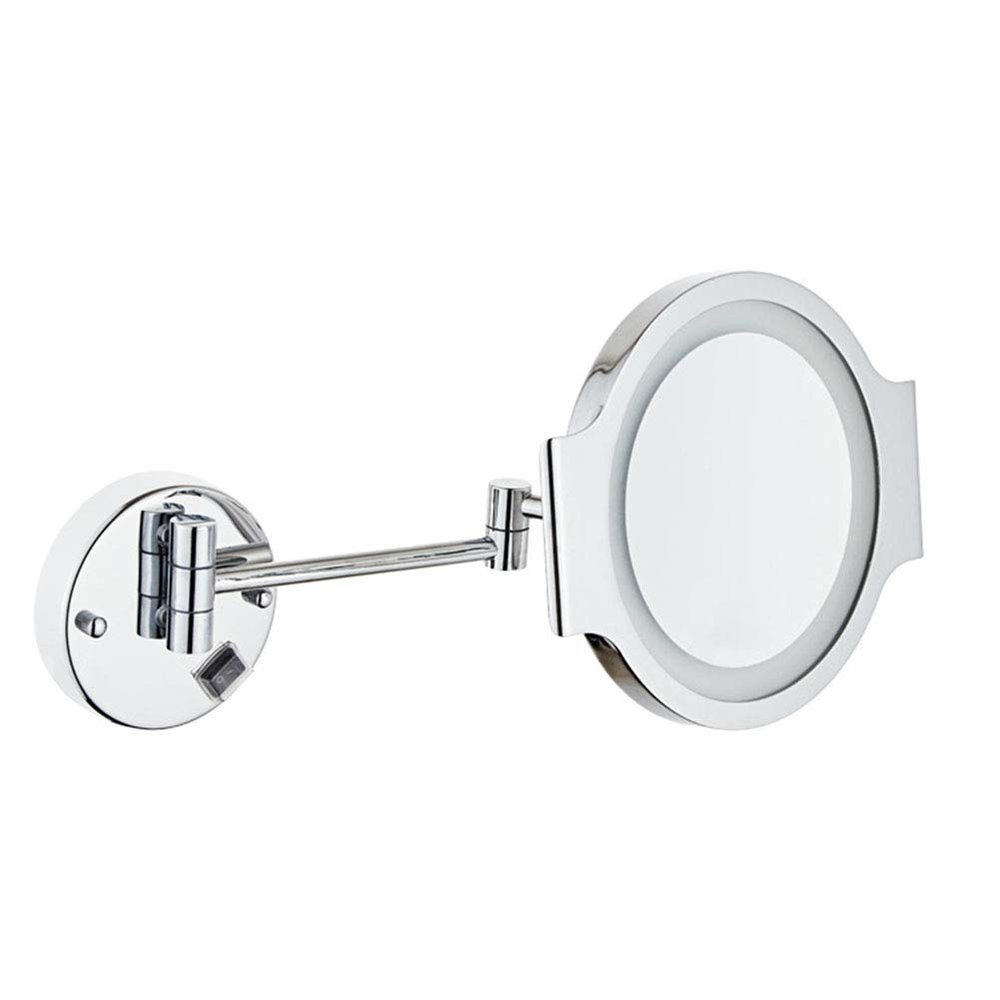 FOGUO Wall Mounted Makeup Mirror with Lights and 3X Magnification, Premium 8'' one-Sided Bathroom Vanity Mirror, 360 Degree Swivel, Rechargeable,Cordless and Plug Operated