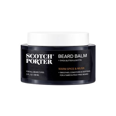 Scotch Porter Conditioning Beard Balm Smooth, Shape, Moisturize & Soften Coarse, Dry Facial Hair while Encouraging Growth for a Fuller/Healthier-Looking Beard Original Scent, 3 oz. Jar