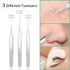 Dr.Pedi Blackhead Remover Pimple Popper Tool Kit Acne Blemish Pimple Extractor Needle Facial Comedone Clip Blackhead Tweezer for Ingrown Hair Removal 8 Pcs in Metal Case view 3