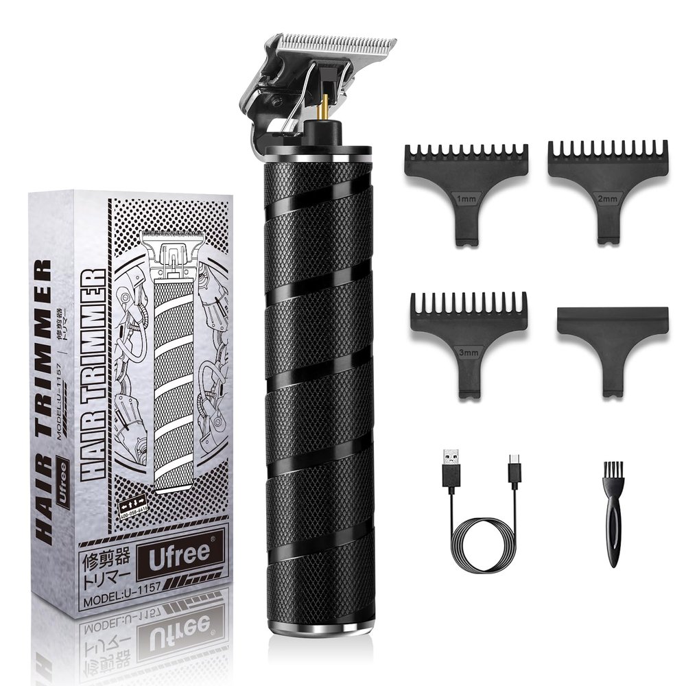 Ufree Mens Beard Trimmer, Zero Gapped T Blade Liners, Cordless Hair Clippers, Electric Razor Shavers for Men, Grooming Kit for Hair Cutting, Gifts for Men(Black)