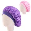 2 Pcs Kids Satin Sleeping Caps Head Cover Bonnet with Elastic Band Hair Care Cap Night Hat for Baby Toddler Teens (Purple and Pink) view 1