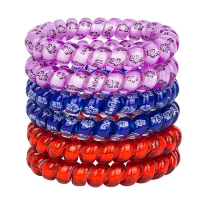 Lindo LARGE SWIRLYDO Premium Waterproof Coil Hair Ties, No Pony Line, No Headaches, No Slip, Strong Gentle Accessory for Women, Multi-colored (Hibiscus)