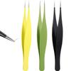 3 Pcs Tweezers for Ingrown Hair Remover Sharp Blackhead Remover Stainless Steel Tweezers Precision Eyebrow and Shards(Black, Yellow, Green) view 1