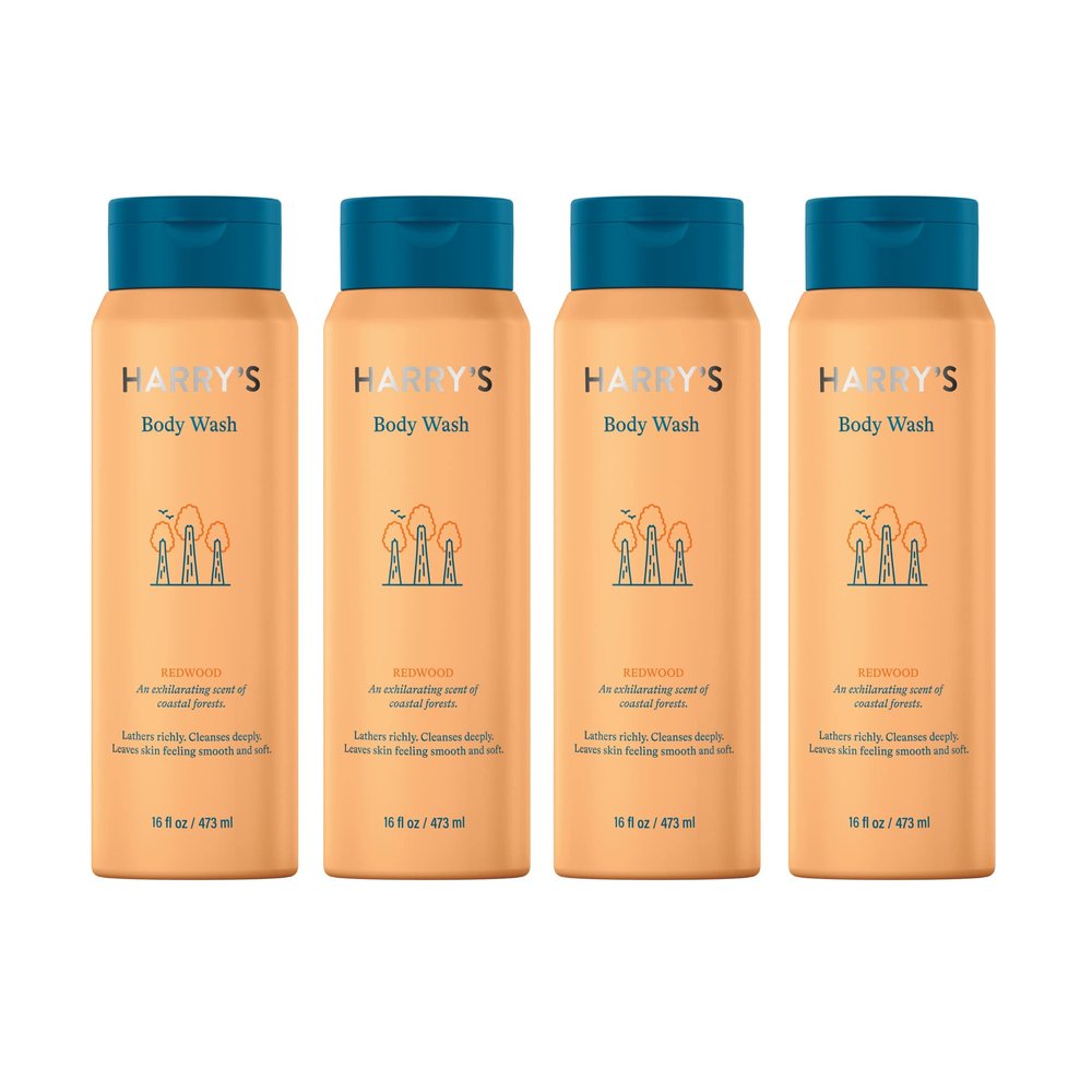 Harry's Body Wash for Men, Redwood, 16 Fl Oz (Pack of 4) - Packaging May Vary