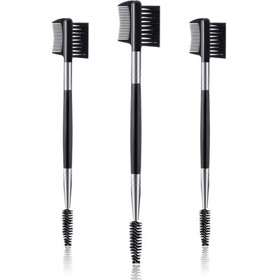 3 Pcs Eyebrow Brush Eyelash comb separator 3 Head Eyelash Shaper and Eyebrow Brush Dual Comb Double Head Makeup Grooming Tool for Women Cosmetic Separating Shaping Brow(Black)