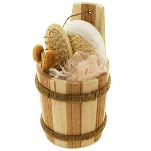 5 Piece Bath Set In Wood Barrel