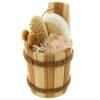 5 Piece Bath Set In Wood Barrel view 1