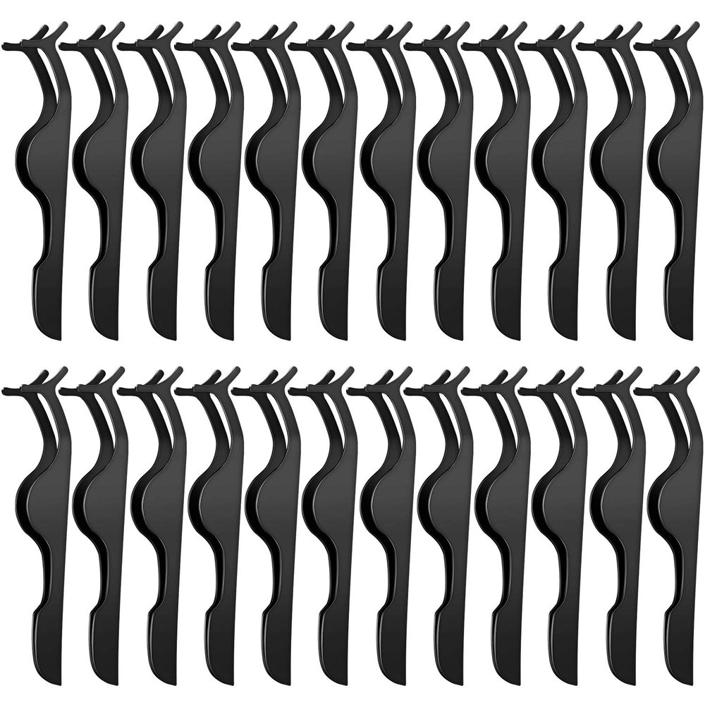 24 Pieces False Eyelashes Applicator Tool Stainless Steel Eyelash Extension Tweezers Remover Clip Tweezers Nipper Eyelash Auxiliary Clip for Women Makeup Application and Removal