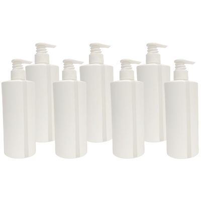 15 Pack Refillable 16 Oz White HDPE Plastic Pump Dispenser Viewstrip Bottles