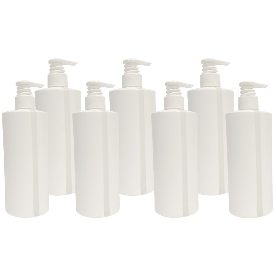 15 Pack Refillable 16 Oz White HDPE Plastic Pump Dispenser Viewstrip Bottles