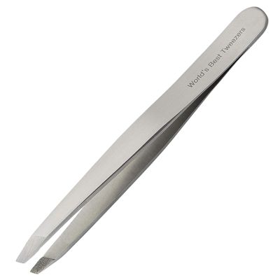 World's Best Tweezers Diamond Tip - Diamond Coated Slant Precision Tweezer for Eyebrow, Facial & Ingrown Hair Removal - Suitably Aligned Stainless Steel Tool Grabs Hair from the Root