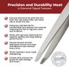 World's Best Tweezers Diamond Tip - Diamond Coated Slant Precision Tweezer for Eyebrow, Facial & Ingrown Hair Removal - Suitably Aligned Stainless Steel Tool Grabs Hair from the Root view 4