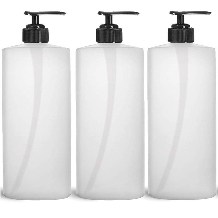 Empty Shampoo Bottles Plastic with Black Pump 16 oz for Lotion Gel Body Wash Conditioner Dispenser Pumps Bottle Pack of 3
