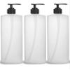 Empty Shampoo Bottles Plastic with Black Pump 16 oz for Lotion Gel Body Wash Conditioner Dispenser Pumps Bottle Pack of 3 view 1