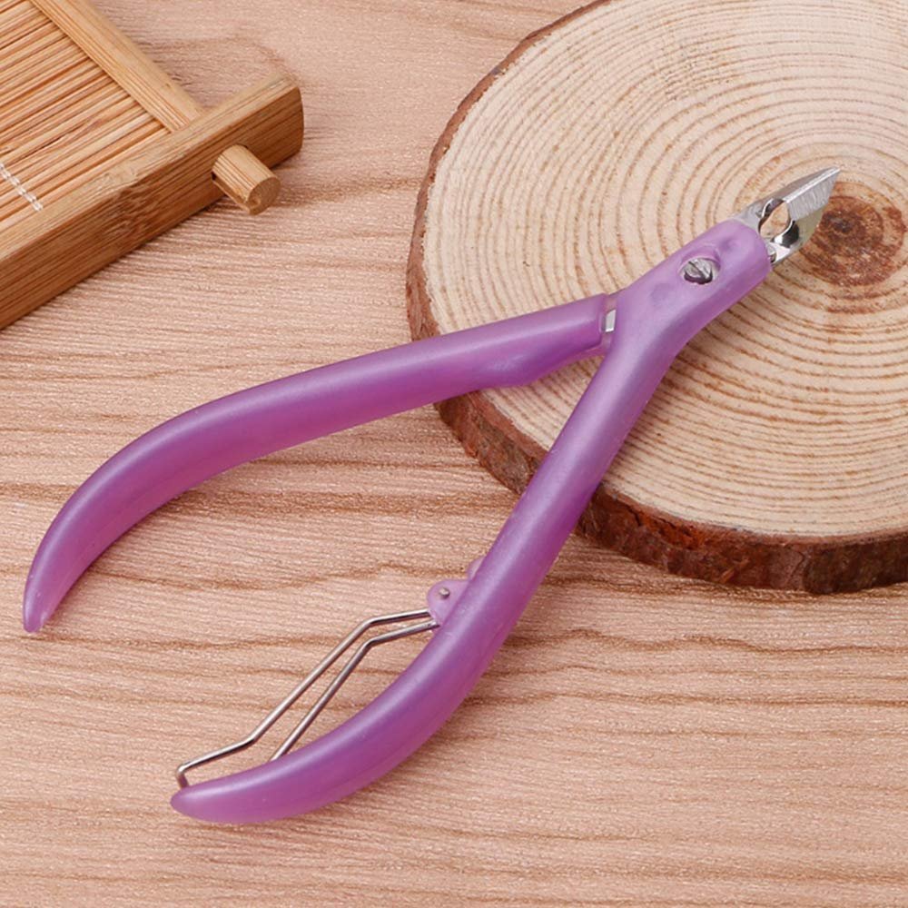 AnHua Nail Cuticle Pusher Tweezer Cutter Nipper Clipper Dead Skin Remover Manicure Art Grooming Tool Beauty Nail Pliers (Purple)