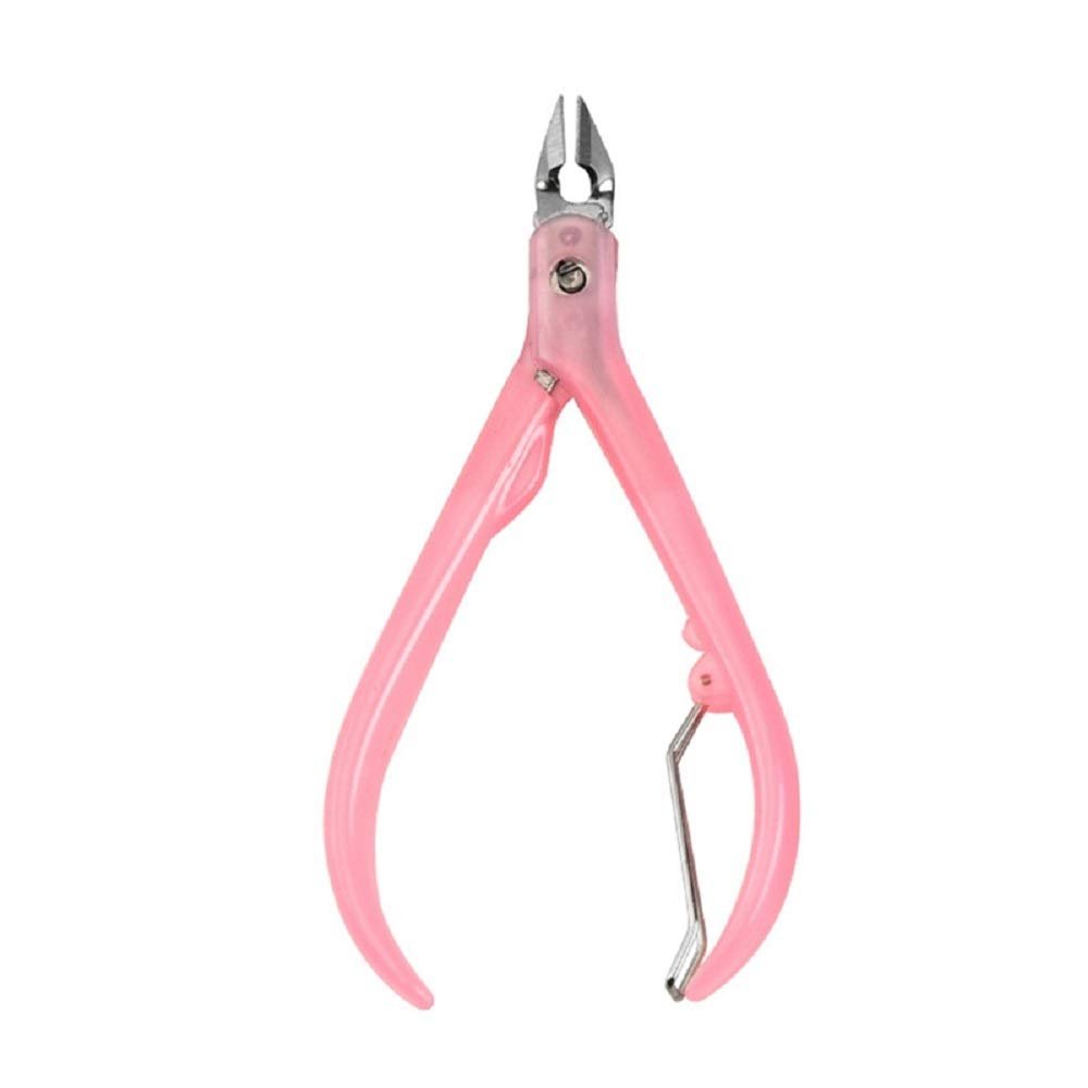AnHua Nail Cuticle Pusher Tweezer Cutter Nipper Clipper Dead Skin Remover Manicure Art Grooming Tool Beauty Nail Pliers (Pink)