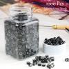 NIACONN 1000pcs 5 mm Tinsel Hair Extensions Beads, Silicone Lined Ring Micro Link I-tip Beads for Hair Extension - Black view 2