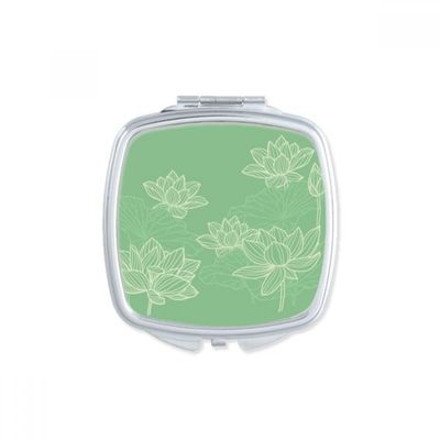 Lotus Flower Line Flower Square Mirror Portable Compact Pocket Makeup Double Sided Glass