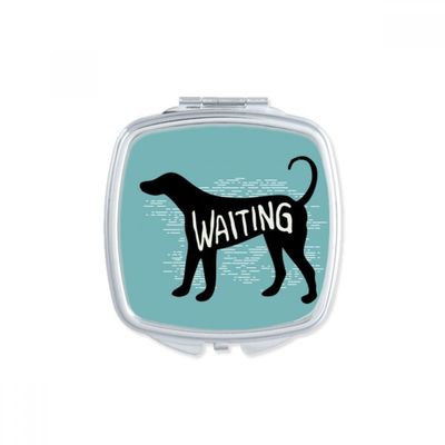 Black Animal Dog Outline Natural Square Mirror Portable Compact Pocket Makeup Double Sided Glass