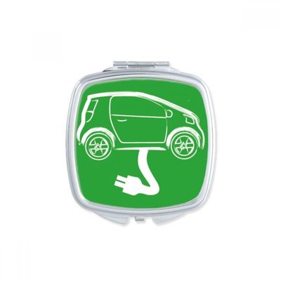 Plug Line Energy Vehicles Protect Environment Square Mirror Portable Compact Pocket Makeup Double Sided Glass