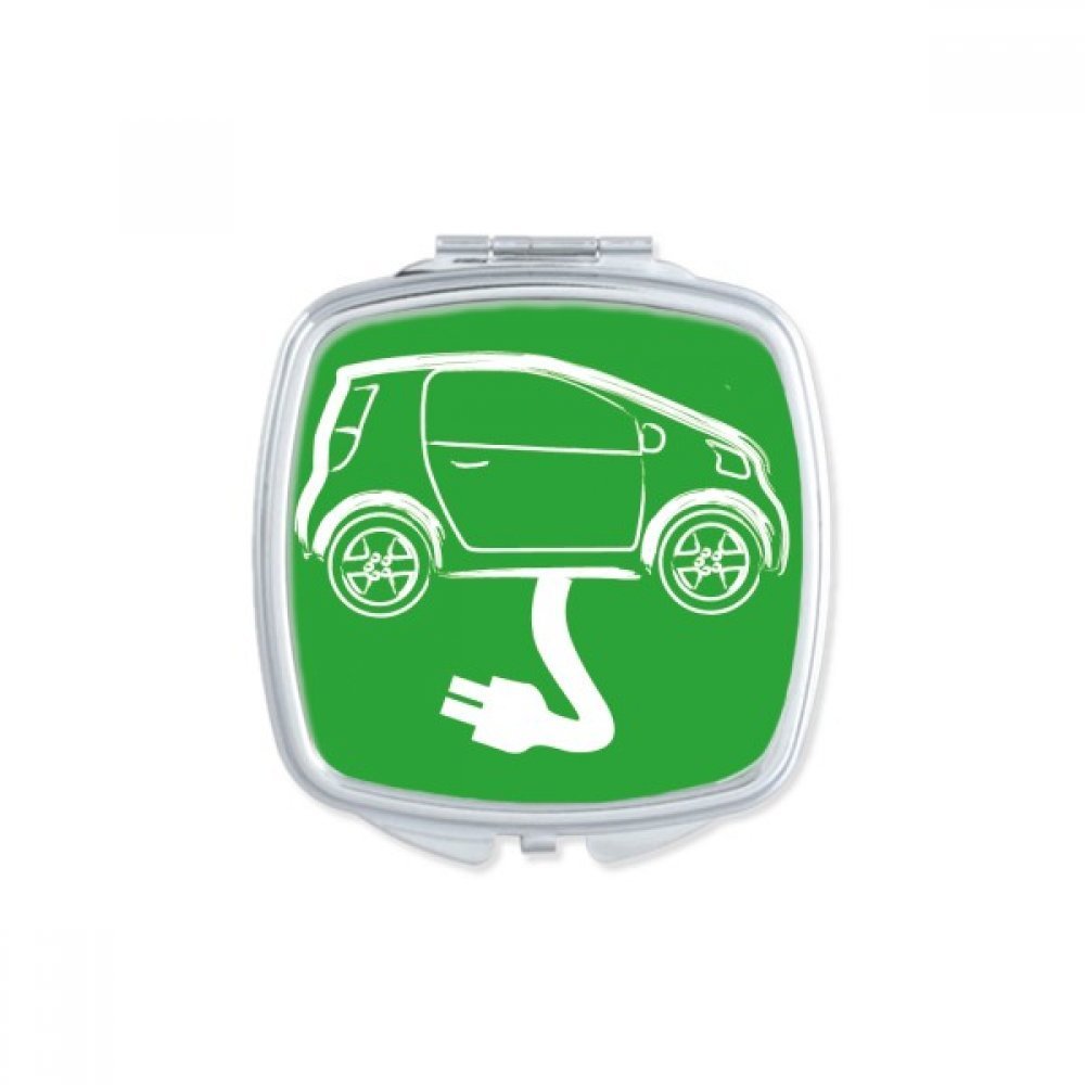 Plug Line Energy Vehicles Protect Environment Square Mirror Portable Compact Pocket Makeup Double Sided Glass