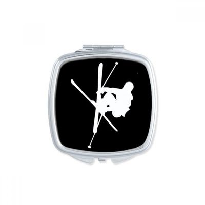 Skateboarding Black Sport Outline Square Mirror Portable Compact Pocket Makeup Double Sided Glass