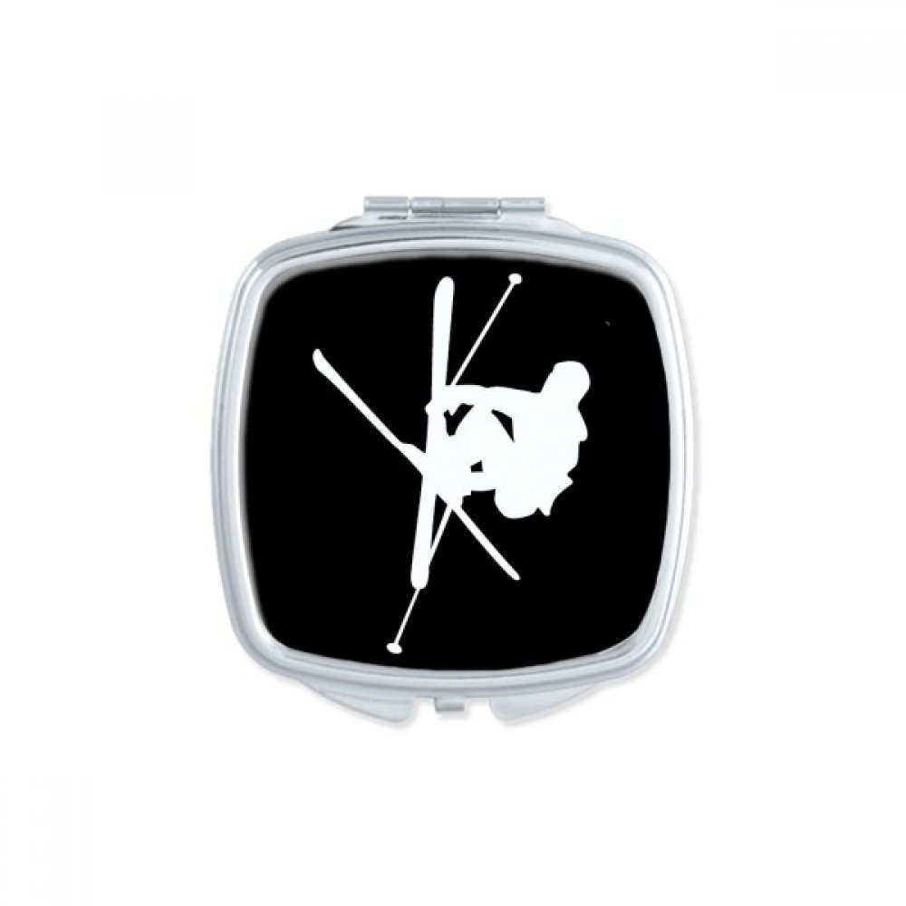 Skateboarding Black Sport Outline Square Mirror Portable Compact Pocket Makeup Double Sided Glass