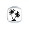 Beach Coconut Tree Black Outline Square Mirror Portable Compact Pocket Makeup Double Sided Glass view 1