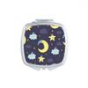 Cartoon Moon Night Personification Pattern Square Mirror Portable Compact Pocket Makeup Double Sided Glass view 1