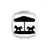 Black Carousel Amusement Park Outline Square Mirror Portable Compact Pocket Makeup Double Sided Glass view 1
