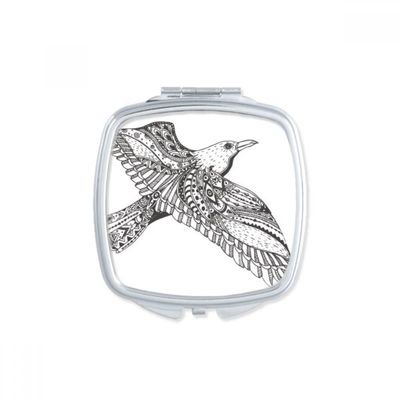Bird Paint Flying Loyal Fierce Square Mirror Portable Compact Pocket Makeup Double Sided Glass