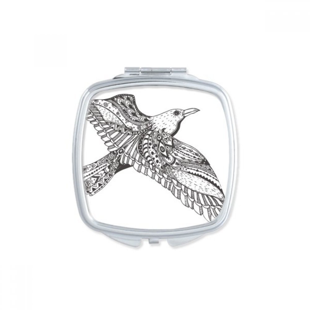 Bird Paint Flying Loyal Fierce Square Mirror Portable Compact Pocket Makeup Double Sided Glass