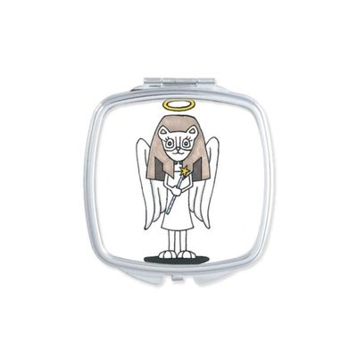 Angel Bastet Wing Halo Star Square Mirror Portable Compact Pocket Makeup Double Sided Glass