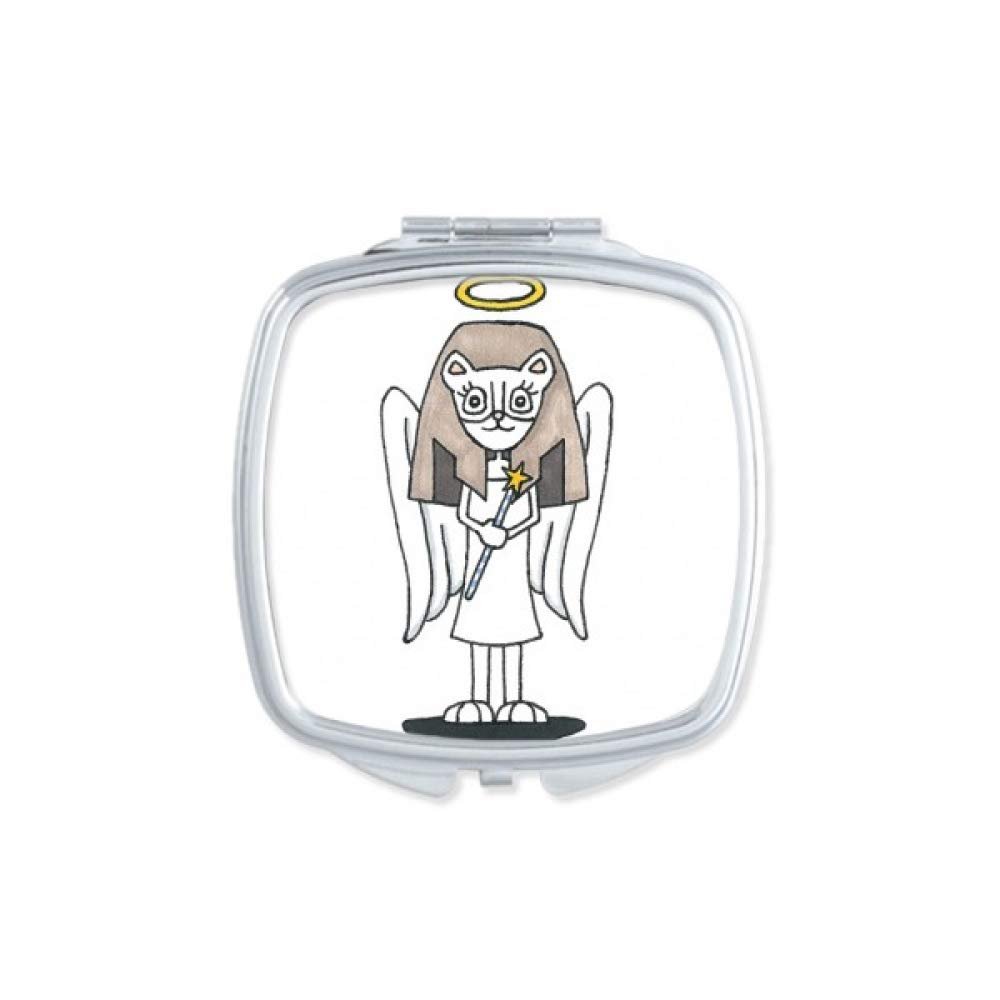 Angel Bastet Wing Halo Star Square Mirror Portable Compact Pocket Makeup Double Sided Glass