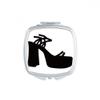 Black Women's High Heels Outline Pattern Square Mirror Portable Compact Pocket Makeup Double Sided Glass view 1