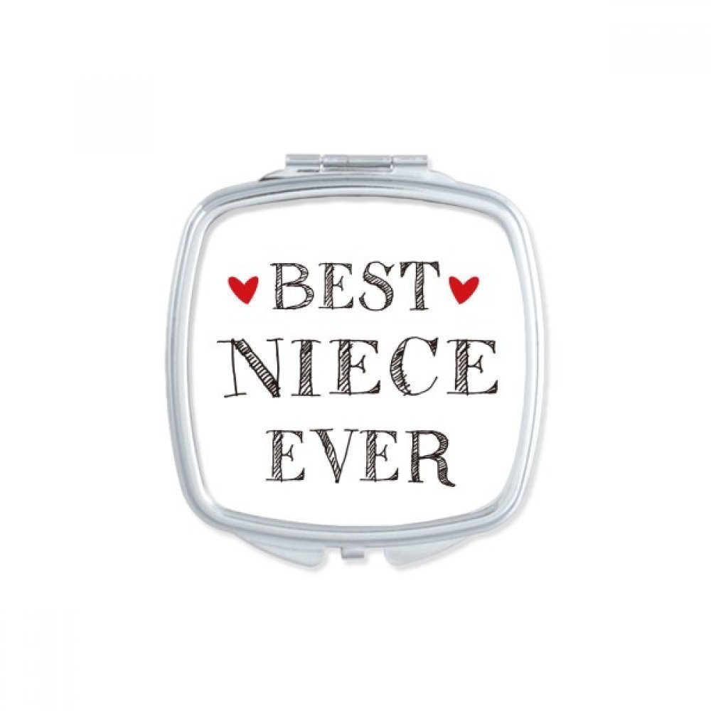 Best niece ever Quote Heart Square Mirror Portable Compact Pocket Makeup Double Sided Glass